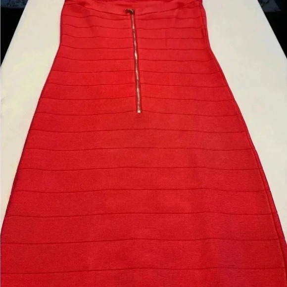 Bebe strapless mini bodycon dress lace up front gold zip up back pink sz med - Picture 6 of 14